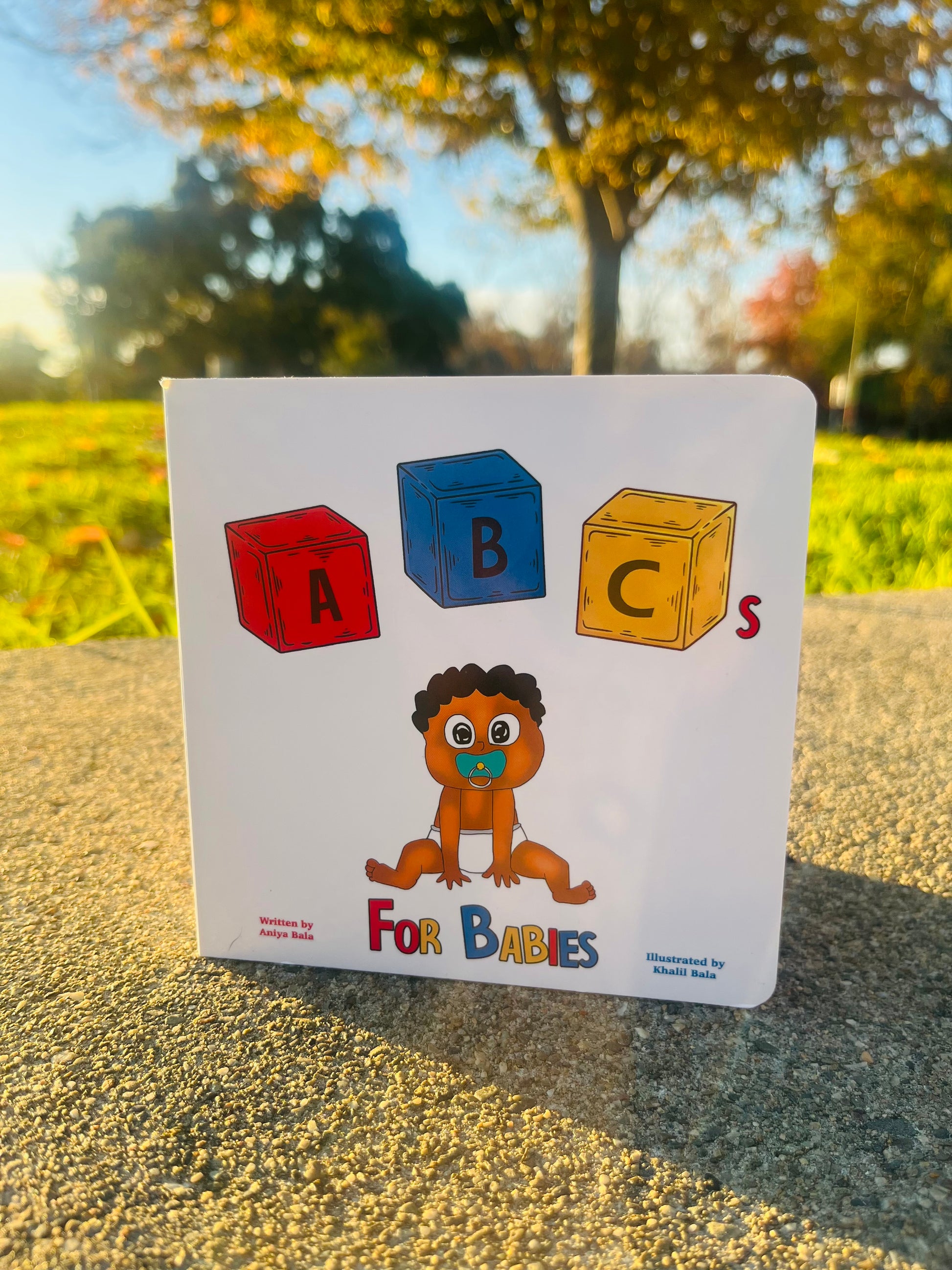 ABCs for Babies board book with vibrant illustrations and bold letters, perfect for teaching toddlers their first alphabet