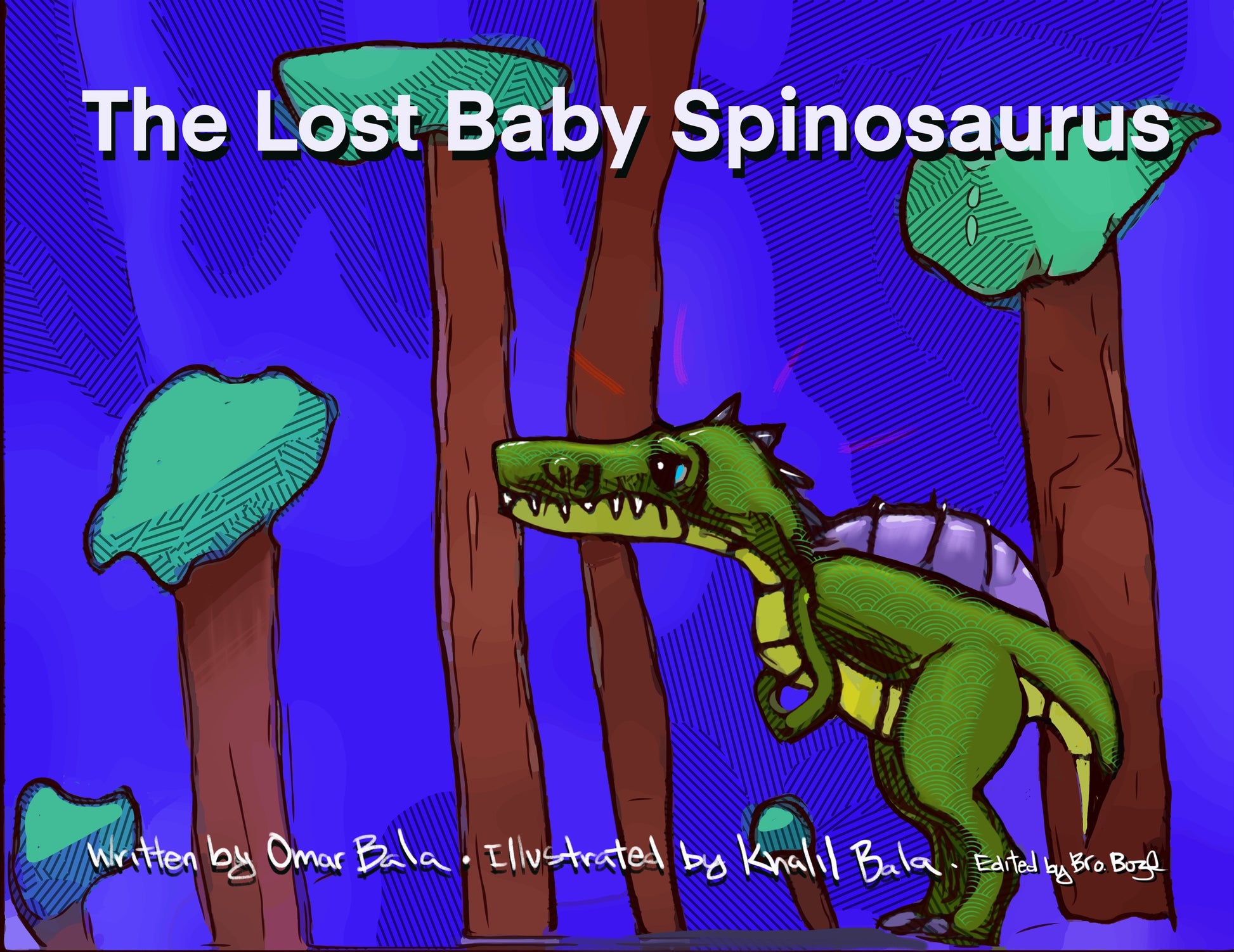 The Lost Baby Spinosaurus children's book about a young dinosaur's journey to find his family, meeting other dinosaurs and learning about them along the way.